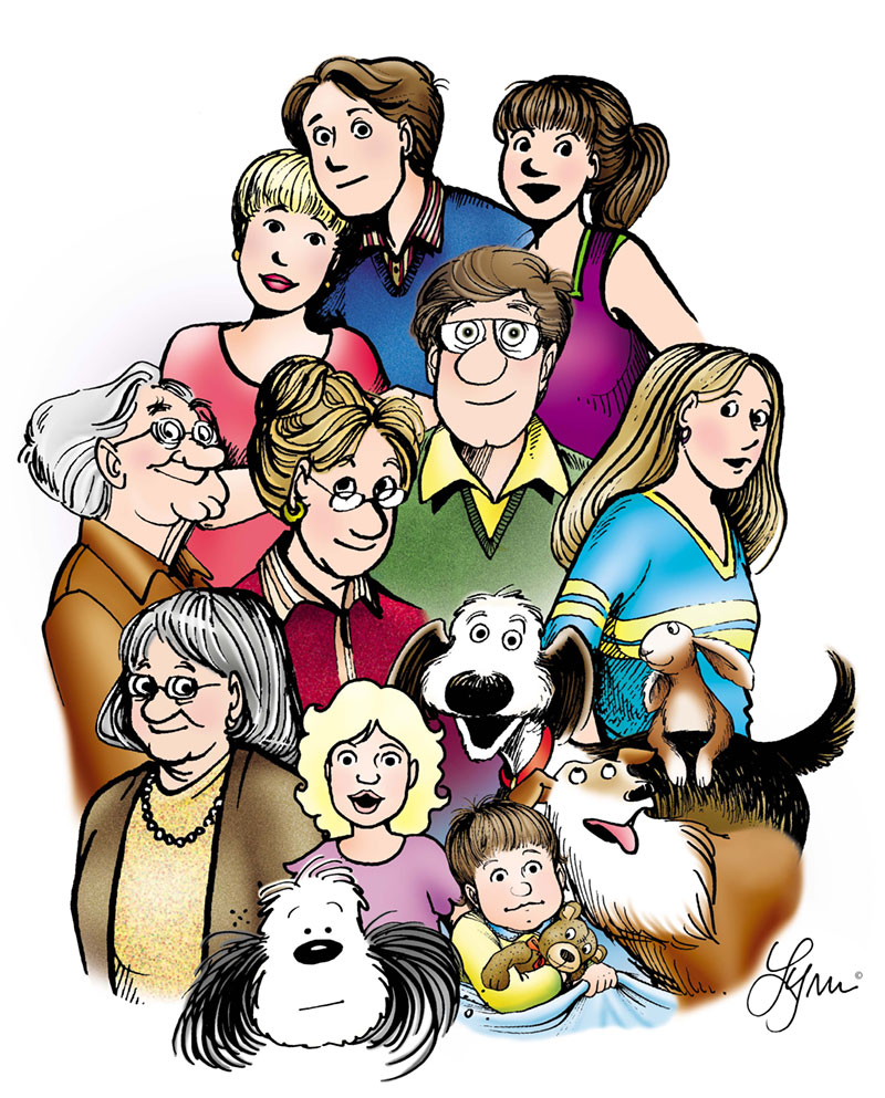 The extended Patterson family around the FBorFW logo.